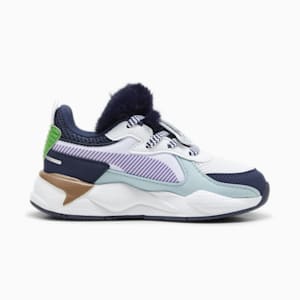 What are the upper materials usually utilized in Puma shoes in low top construction, Puma's Cali Exotic sneaker in white, extralarge